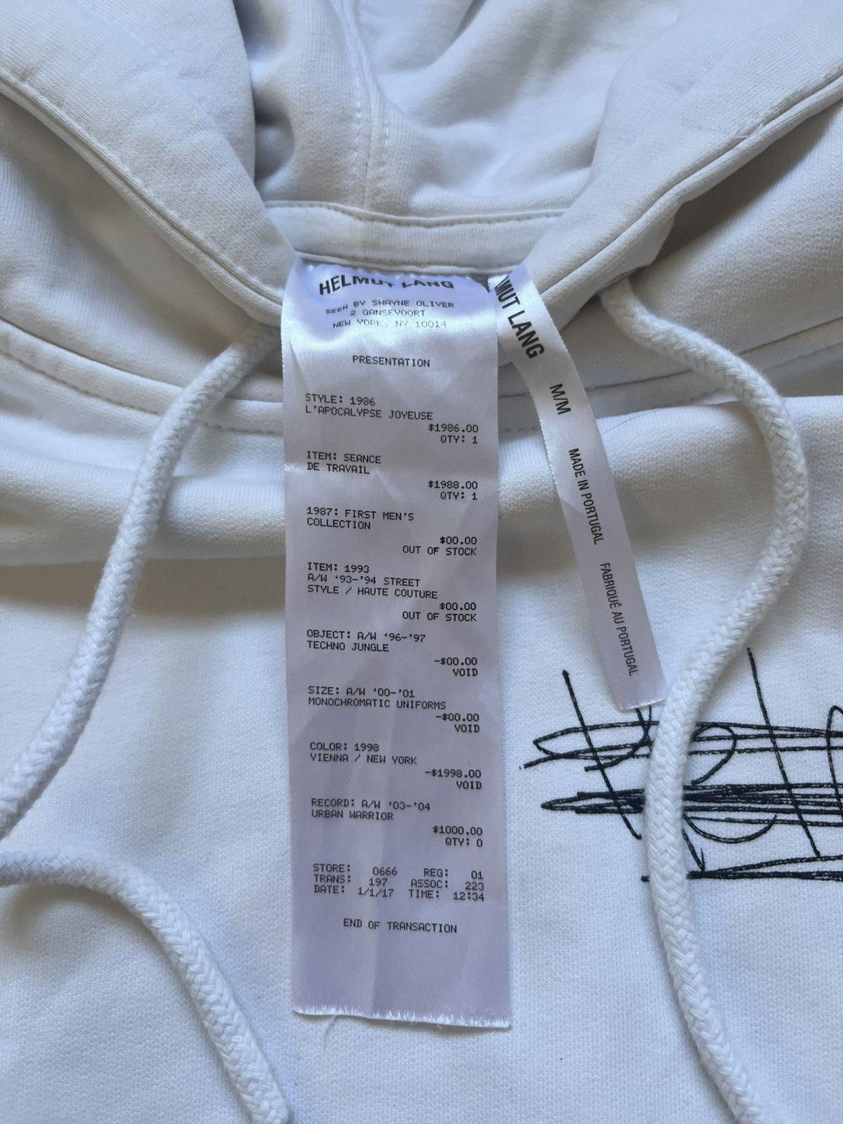 Helmut Lang Helmut Lang "Puppy" Graphic Hoodie – Receipt Label Detail Size US M / EU 48-50 / 2 - 7 Thumbnail