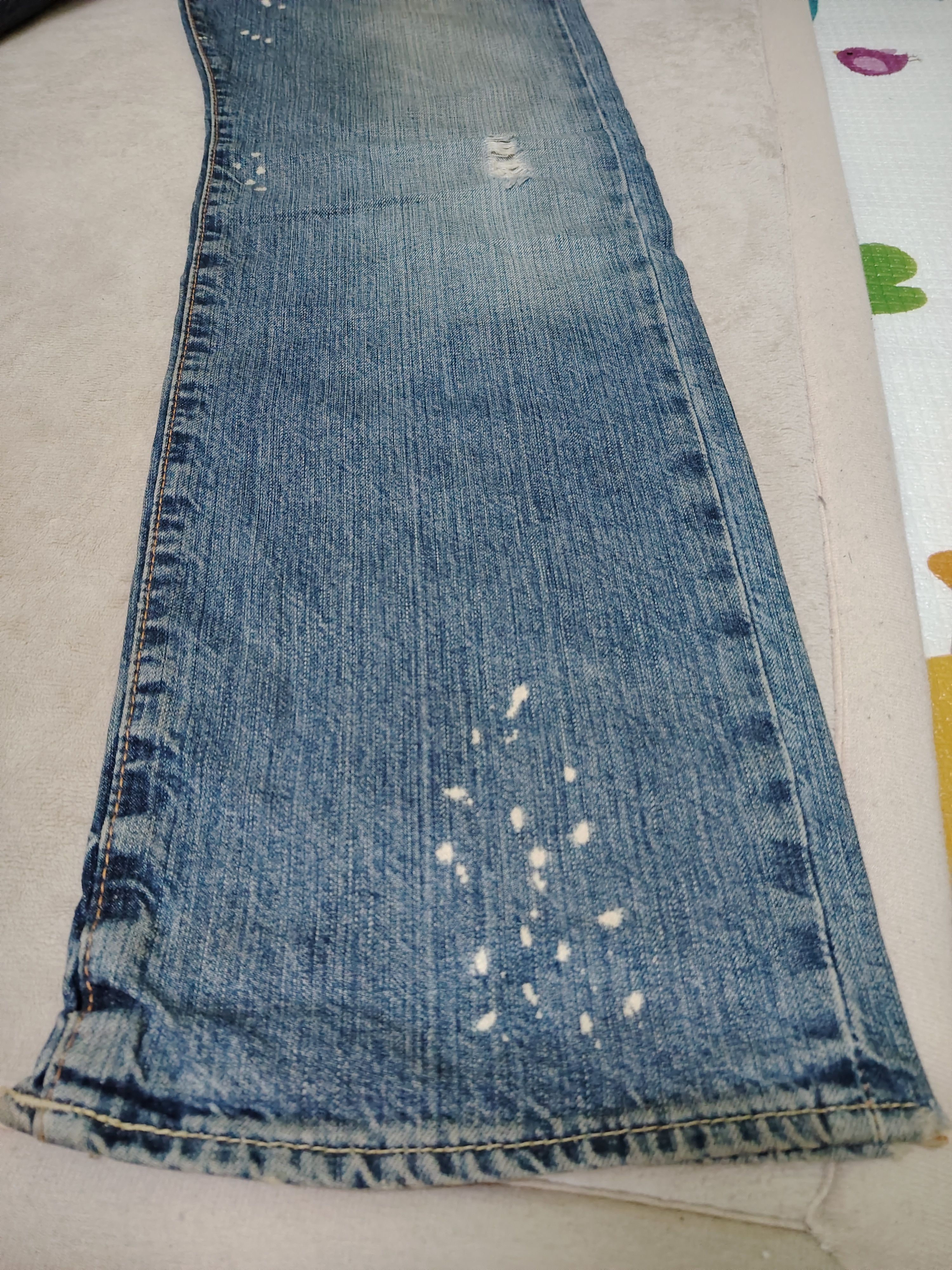 Polo Ralph Lauren Vtg Polo RRL Ralph Lauren Paint Splatter Denim Jeans Baggy Size US 32 / EU 48 - 4 Thumbnail