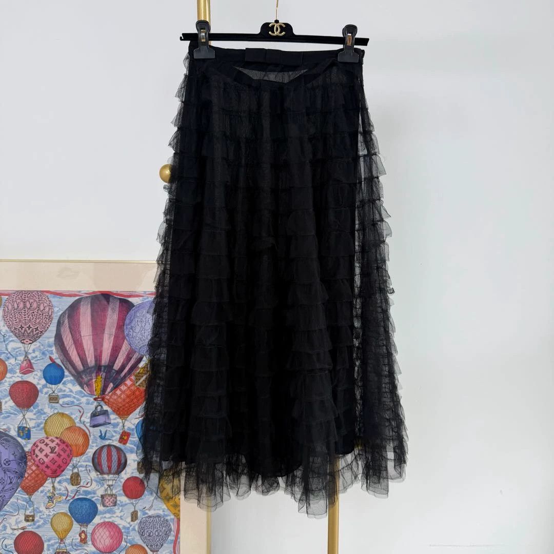 Dior Christian Dior women's Black Lace Long Skirt F36 Size 26" / US 2 / IT 38 - 1 Thumbnail