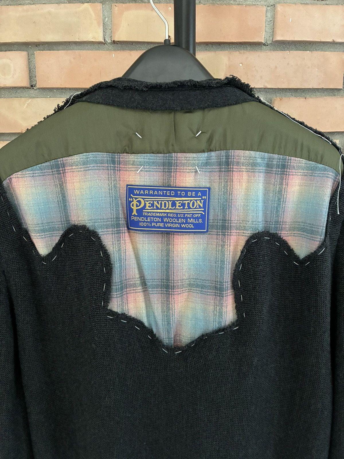 Maison Margiela Maison Margiela Pendelton Patchwork Satin Trim Wool Cardigan Size US M / EU 48-50 / 2 - 4 Thumbnail