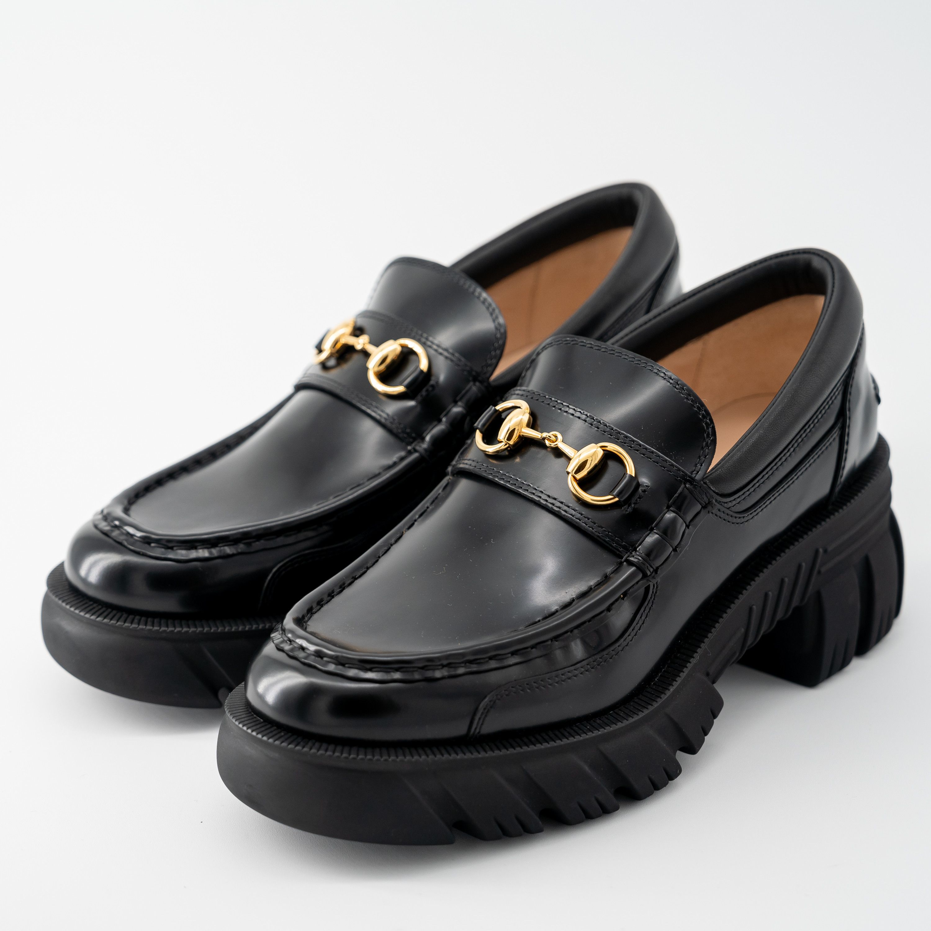 Gucci 40.5G Gucci Horsebit Platform Lug Sole Black Leather Loafers Size US 10.5 / IT 40.5 - 1 Thumbnail