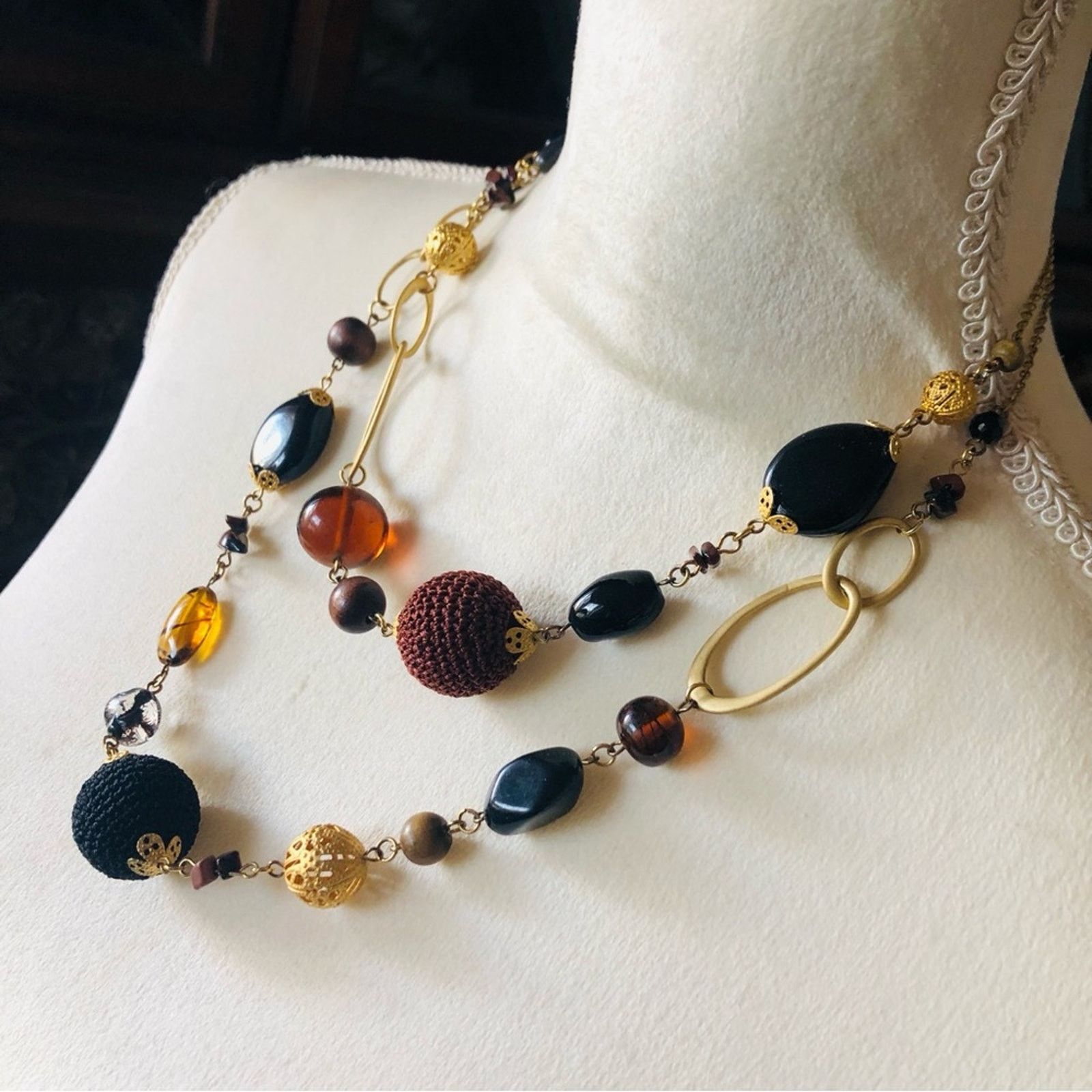Vintage Vintage 80s double strand matte gold tone necklace Size ONE SIZE - 4 Thumbnail