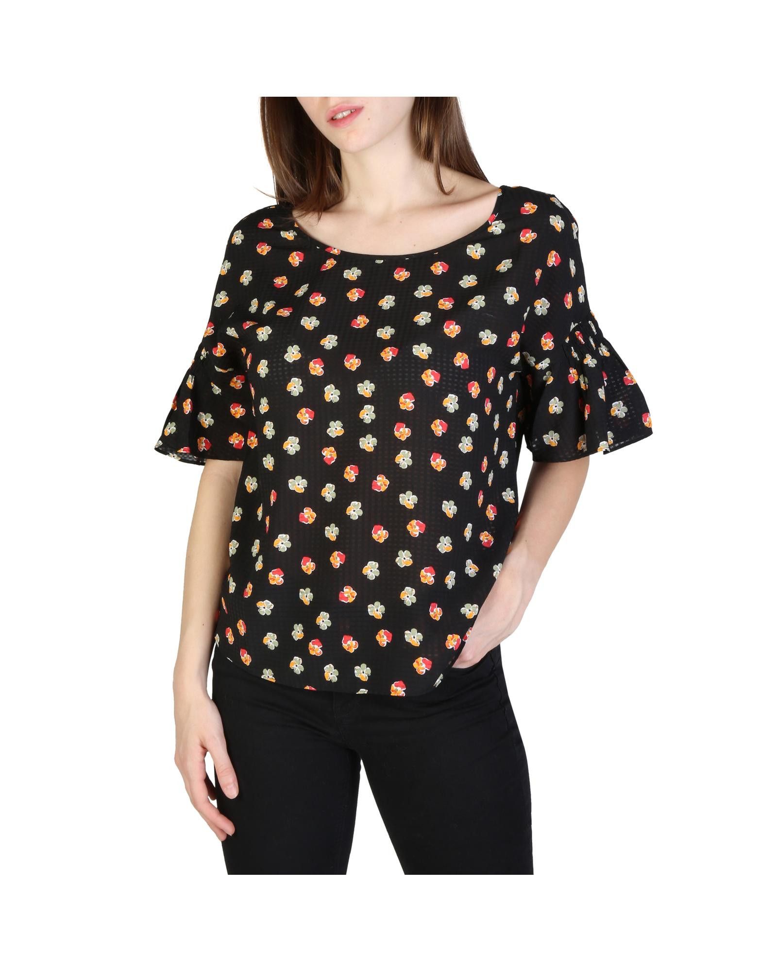 image of Armani Exchange Short Sleeve T-Shirt With Visible Logo in Black, Women's (Size Medium)