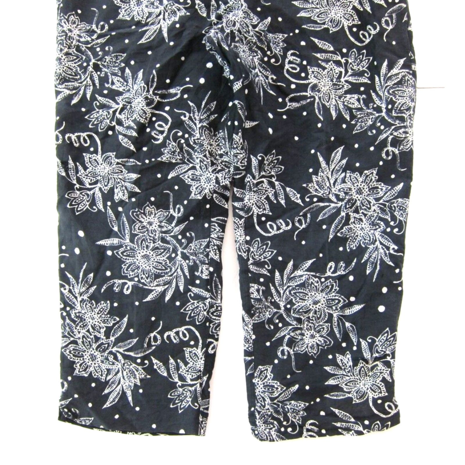 Vintage Silkland 100% Silk Black White Floral Lined High Rise Capri Chino Pant Women 6 Size 28" / US 6 / IT 42 - 8 Thumbnail