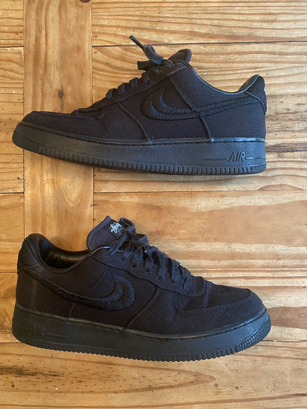 image of Nike x Stussy Air Force 1 Low Stussy Black Shoes, Men's (Size 10.5)