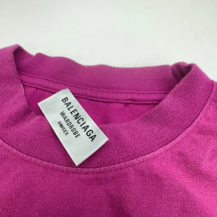 Balenciaga Balenciaga Pink Logo Print Short Sleeve T-Shirt 0079-2507 Size S / US 4 / IT 40 - 3 Thumbnail