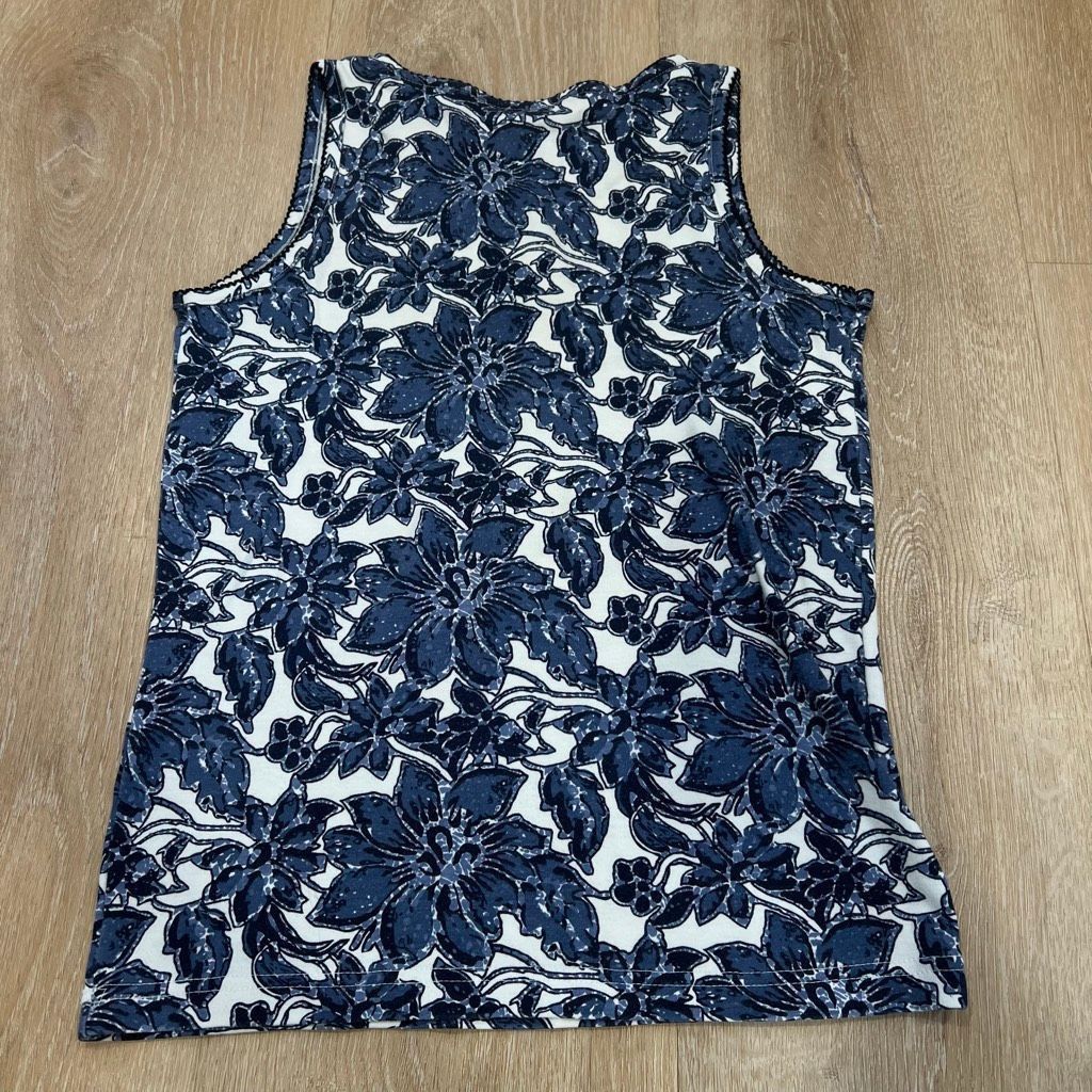 Vintage Crystal-Kobe, Blue & White Floral Vine Print Vintage Tank, W Size S / US 4 / IT 40 - 6 Thumbnail