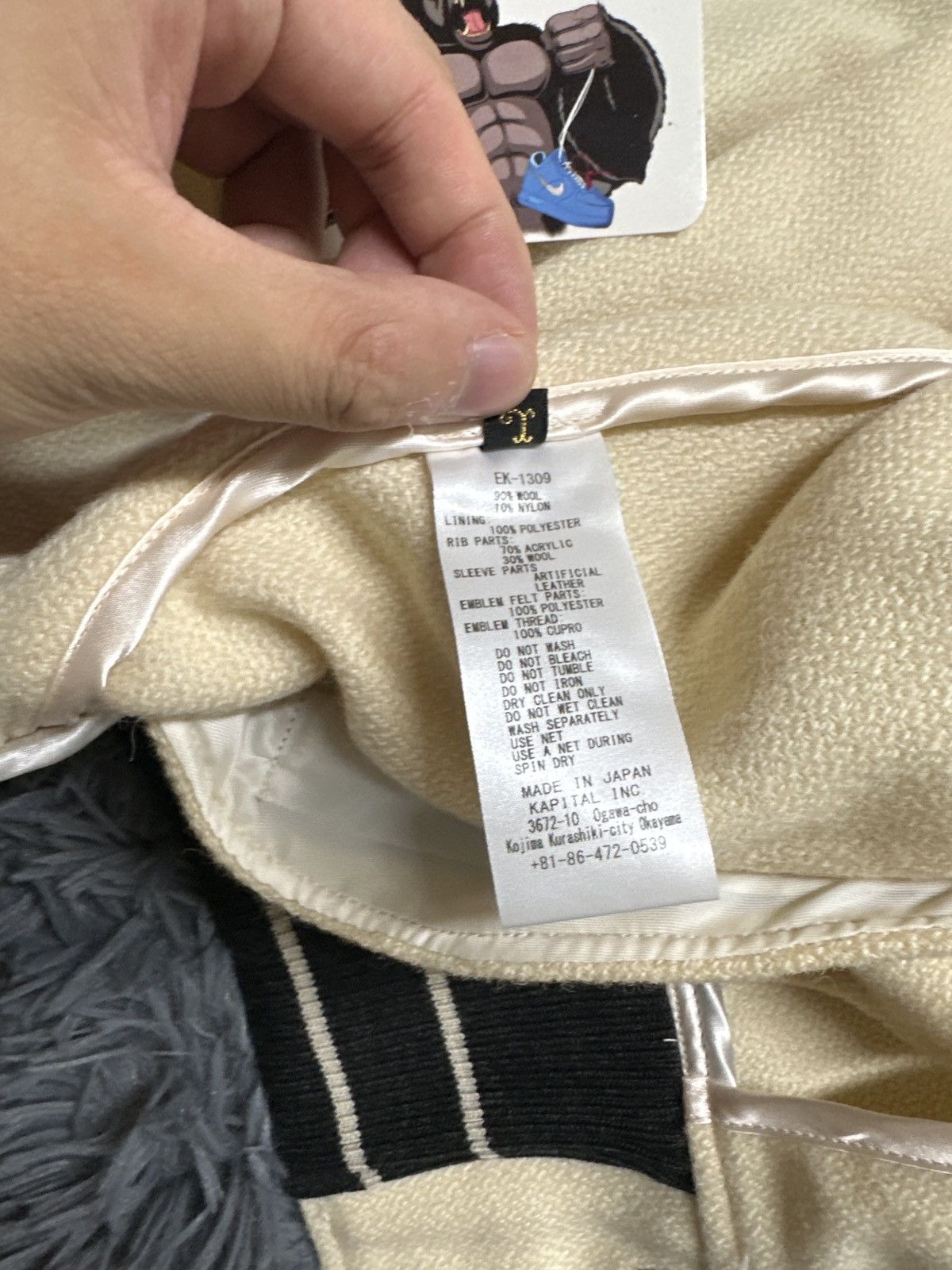 Kapital Kapital I-FIVE Varsity Cream Wool Bomber Jacket Size US L / EU 52-54 / 3 - 8 Thumbnail