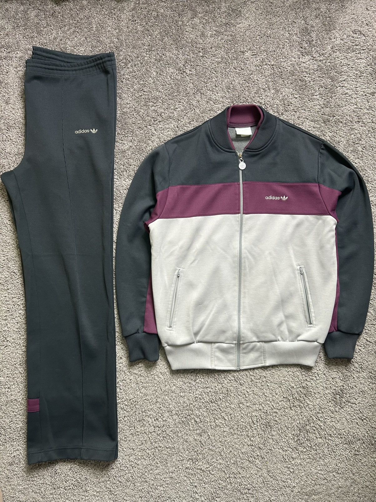 Adidas Vintage 80s Adidas Tri Tone Track Suit Set Jacket Pants Size US M / EU 48-50 / 2 - 1 Thumbnail