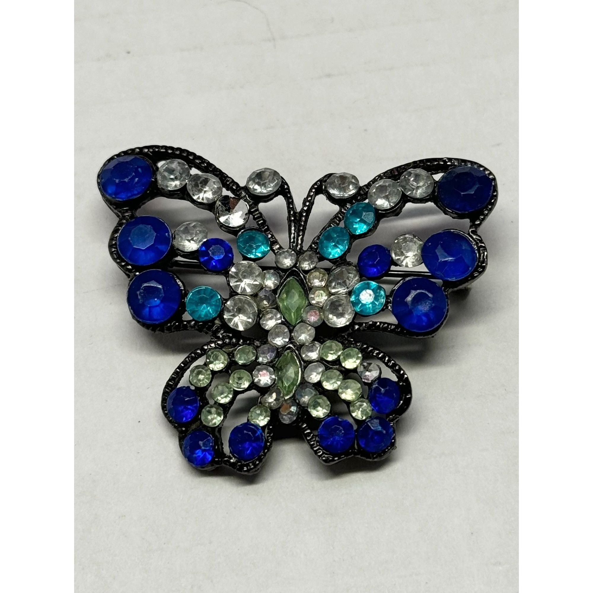 Vintage Vintage blue rhinestone butterfly brooch pin Size ONE SIZE - 3 Thumbnail