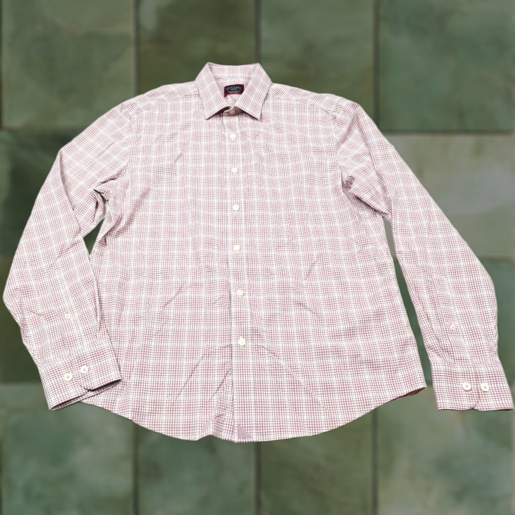 UNTUCKit UNTUCKit Beckman Shirt Mens Medium Red Plaid Nylon Stretch Button-Up Regular Fit Size US M / EU 48-50 / 2 - 1 Thumbnail