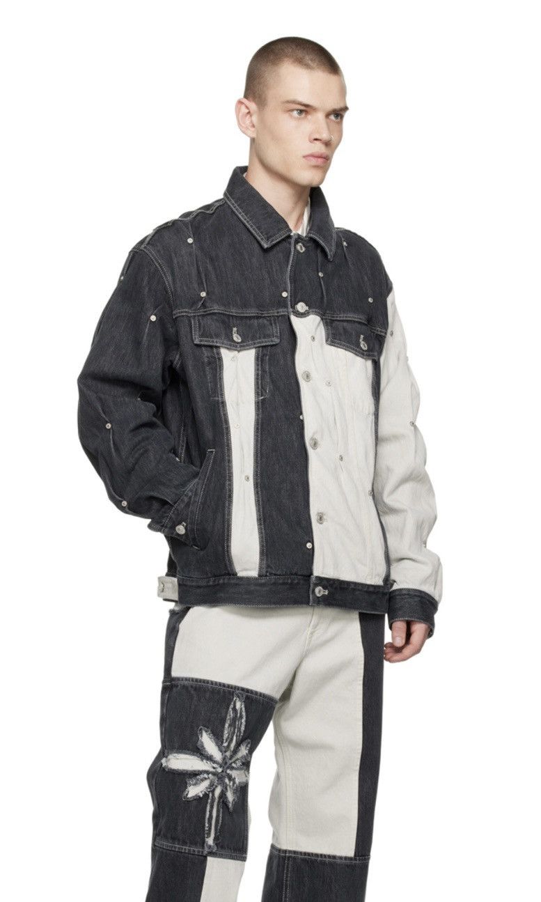 Kusikohc KUSIKOHC gray and white paneled rivet denim jacket Size US L / EU 52-54 / 3 - 11 Thumbnail