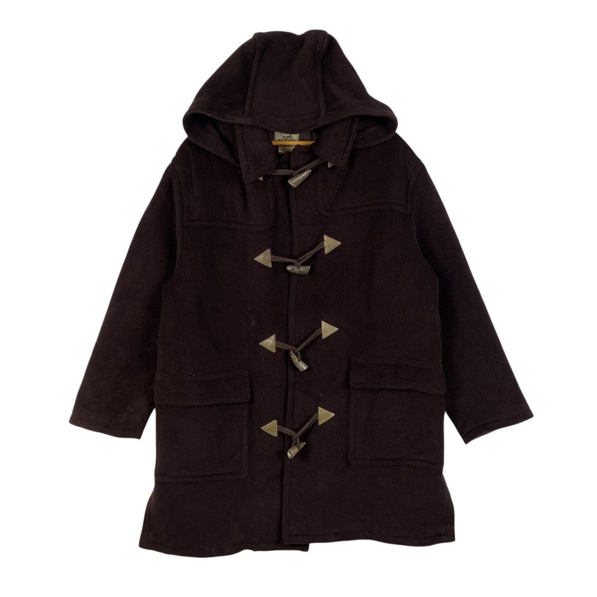 Designer × Hermes HERMES France Designer Toggle Button Wool Duffle Coat Jacket Size US XL / EU 56 / 4 - 1 Thumbnail