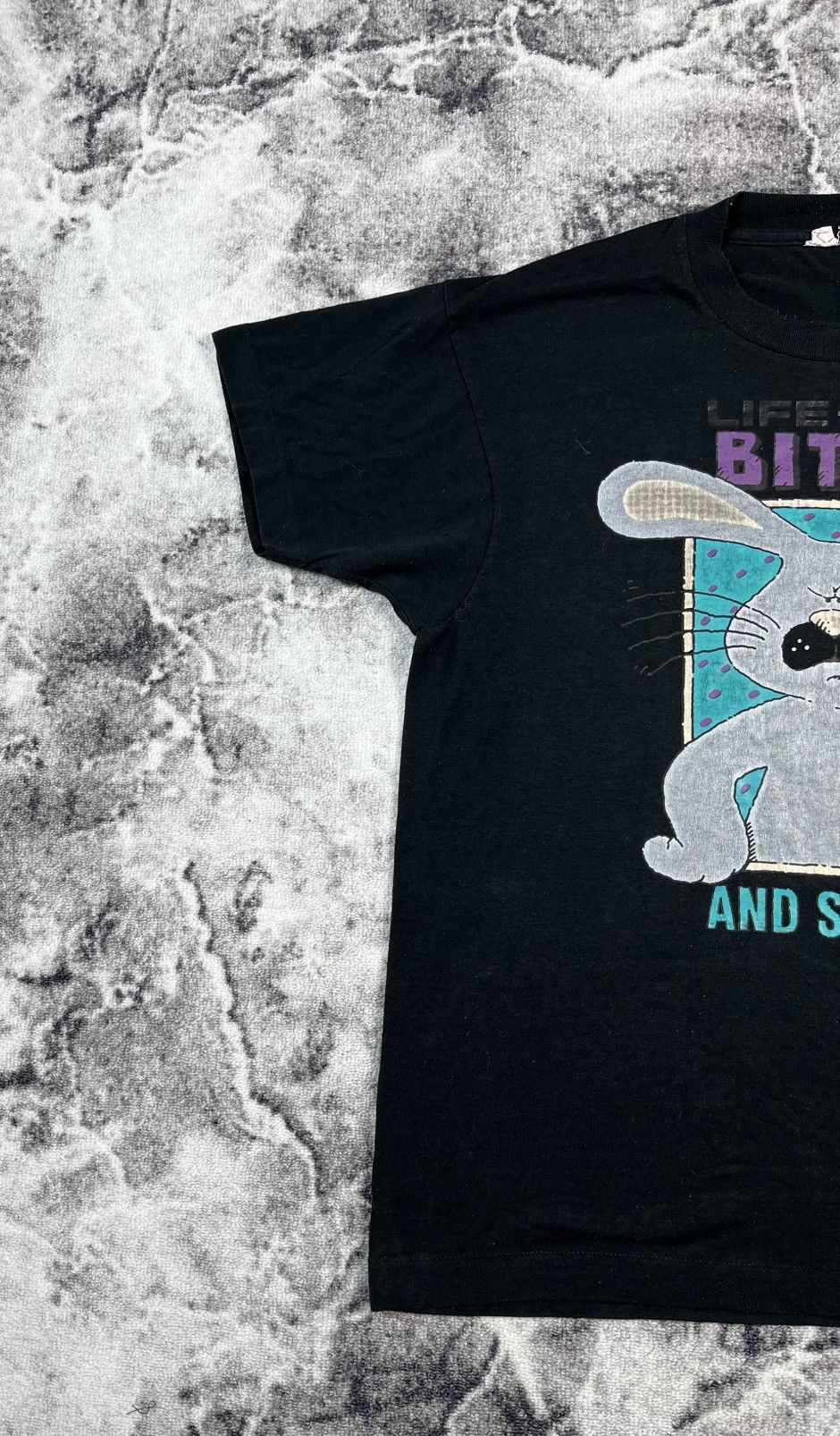 Vintage Vintage 1988 Air Waves Bunny Humor Tee Black M L 80s Size US M / EU 48-50 / 2 - 2 Thumbnail