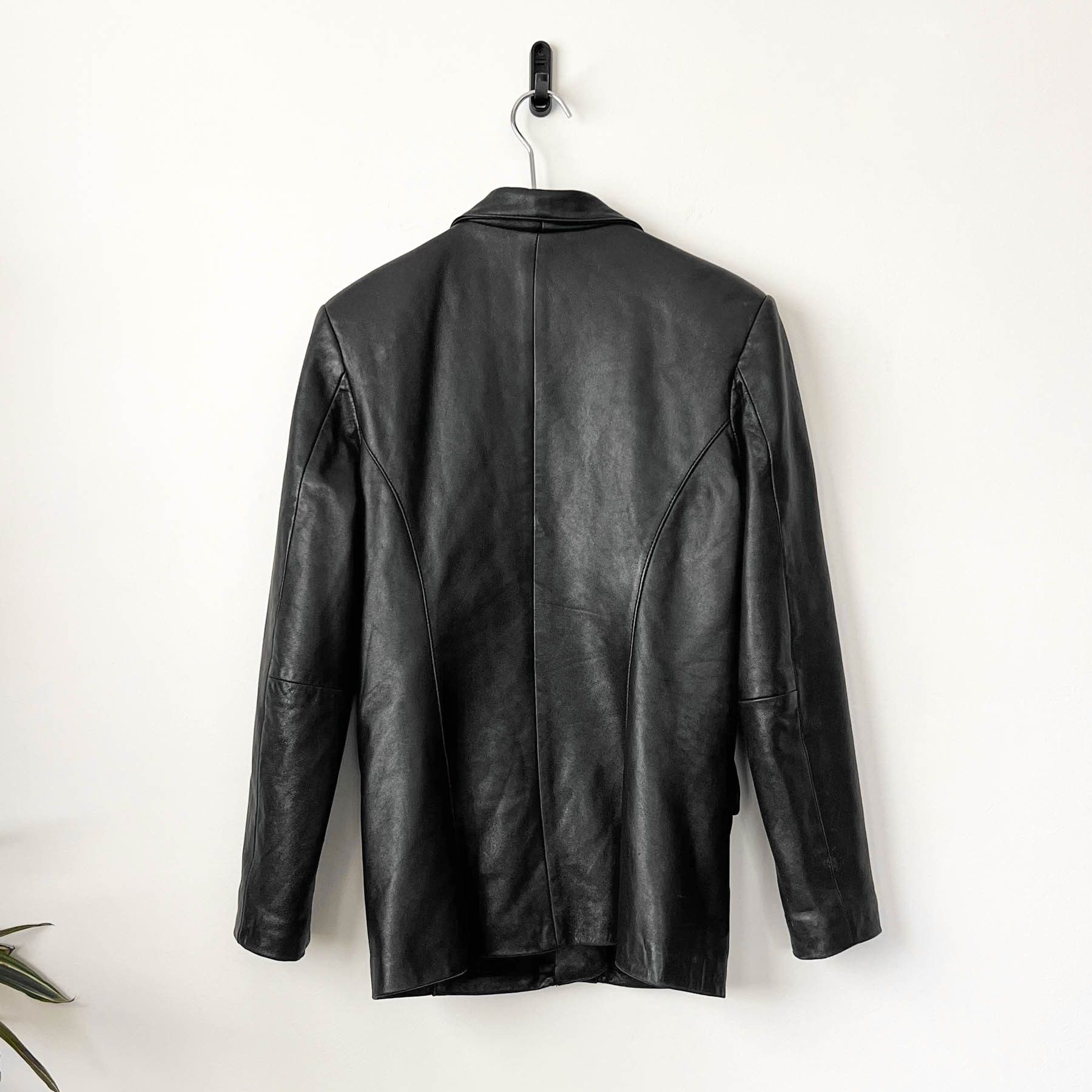 Vintage True Vintage 90's Super Soft Black Leather Overcoat Jacket Size S / US 4 / IT 40 - 7 Thumbnail