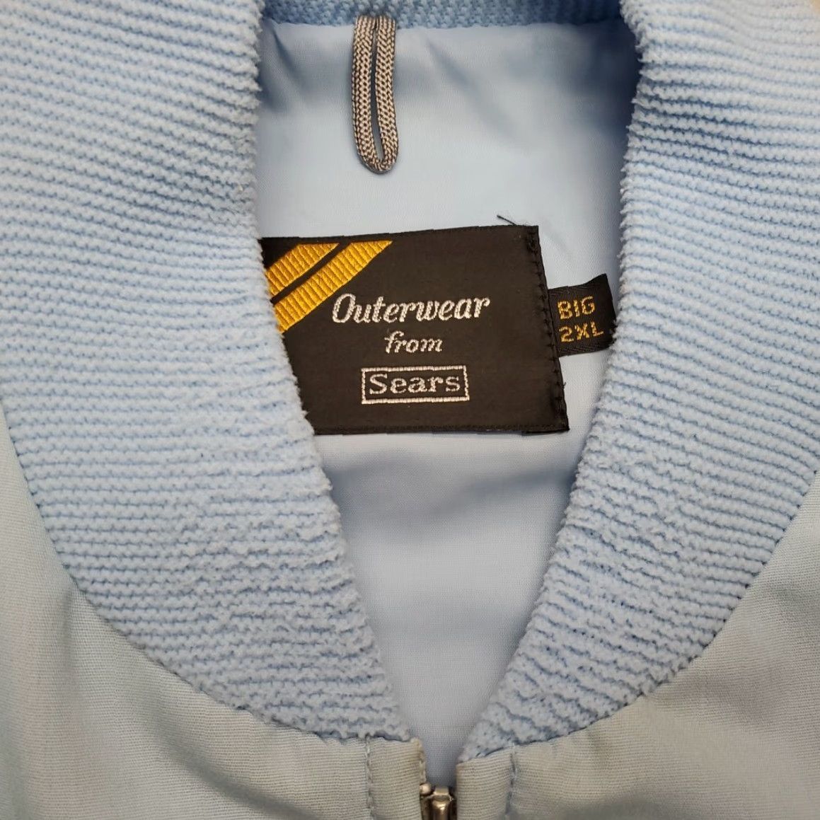 Sears VINTAGE Sears Bomber Jacket Men 2X Big Blue Cotton Blend Wind-Resistant Outdoor Ribbed Poplin 70s 80s Retro Casual Mens Size US XXL / EU 58 / 5 - 6 Thumbnail
