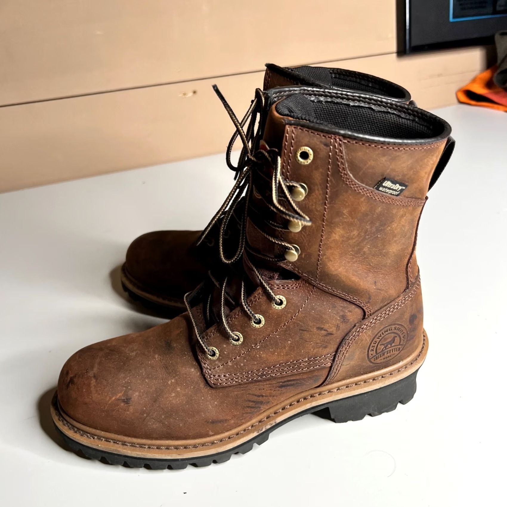 Vintage Irish Setter Work Boot Mens Size 9 Brown Leather Waterproof Insulated Safety Toe Logger EH Pattern: Solid Lace Up 9 D (Medium) Shoes Boots Size US 9 / EU 42 - 6 Thumbnail