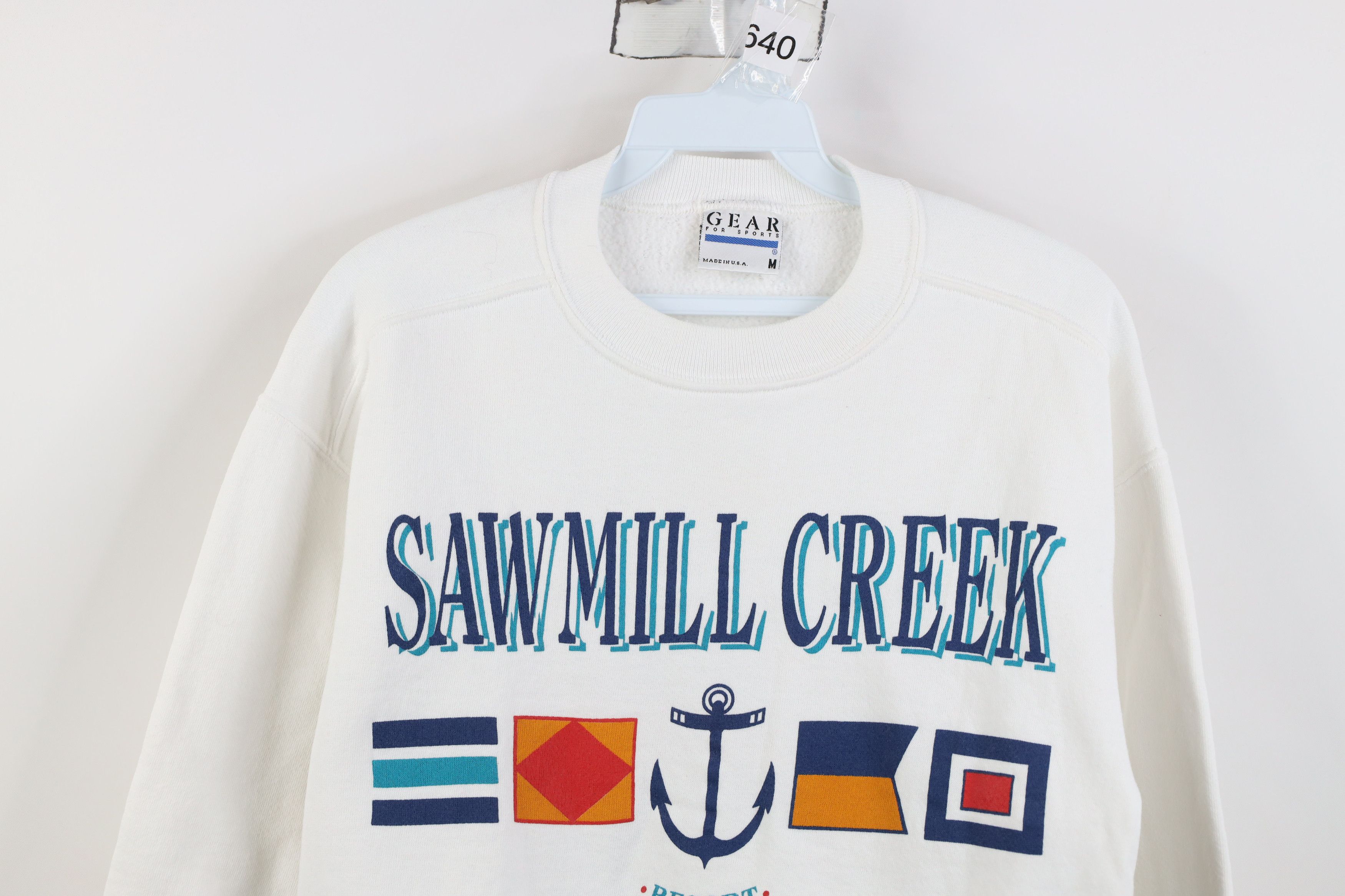 Vintage Vintage 90s Streetwear Creek Sailing Sweatshirt White USA Size M / US 6-8 / IT 42-44 - 2 Thumbnail