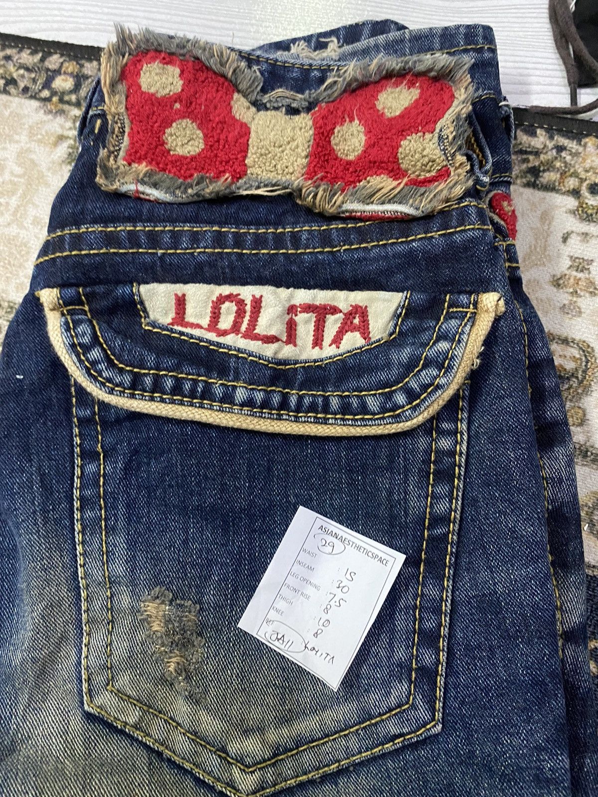 Japanese Brand Vintage Lolita X Yoshitomo Nara Patches Mud Washed Whisker Size US 29 - 23 Thumbnail