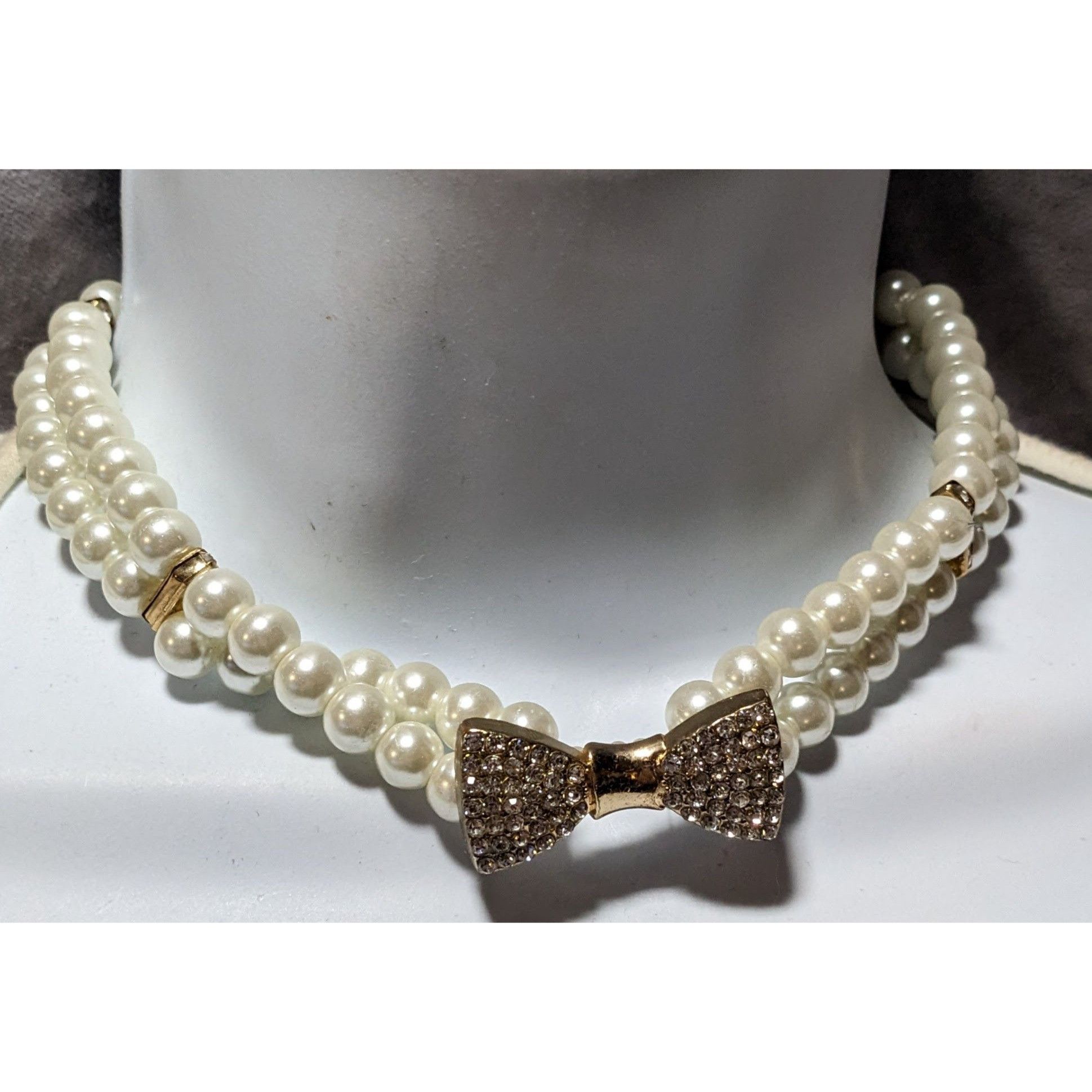 Other Vintage Coquette Rhinestone Faux Pearl Stretch Choker Size ONE SIZE - 9 Thumbnail