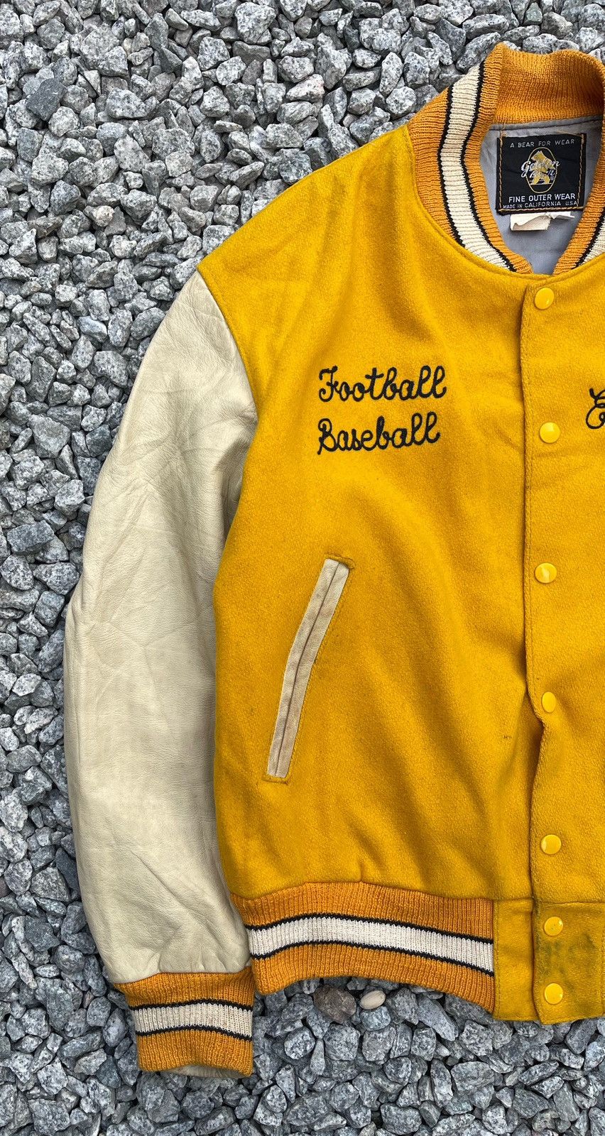 Golden Bear × Vintage 🔥RARE🔥 Golden Bear Leather Sleeve Varsity Jacket Made In Usa Size US L / EU 52-54 / 3 - 5 Thumbnail