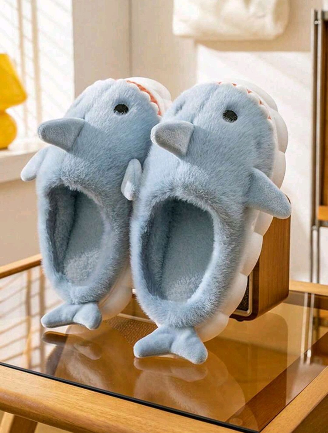 Japanese Brand Baby Shark Indoor Anti Slip Warm Plush Lining Size 42 - 4 Thumbnail