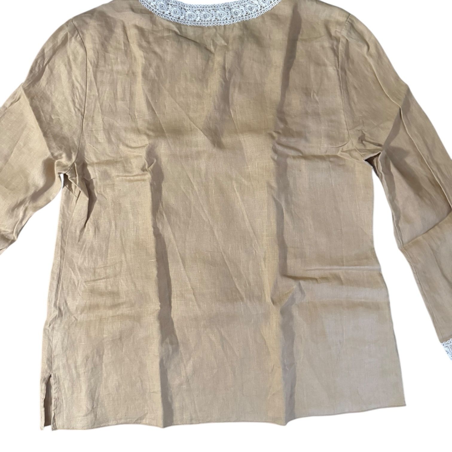 Other Christine Phillipe Womens Tan Shirt Floral Beading – Size 10 Size L / US 10 / IT 46 - 6 Thumbnail