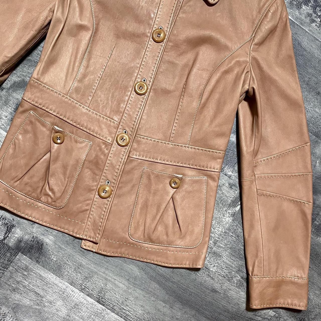 Armani Collezioni ARMANI COLLEZIONI Lambskin Tan Leather Button Up Jacket Size S / US 4 / IT 40 - 3 Thumbnail
