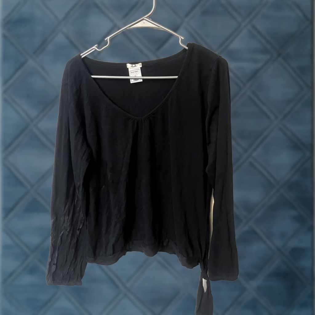 Old Navy Old Navy Black XL Vintage T-Shirt Long Sleeve Round Neck Top Women Slim 100% Cotton Basic Breathable Size XL / US 12-14 / IT 48-50 - 1 Thumbnail