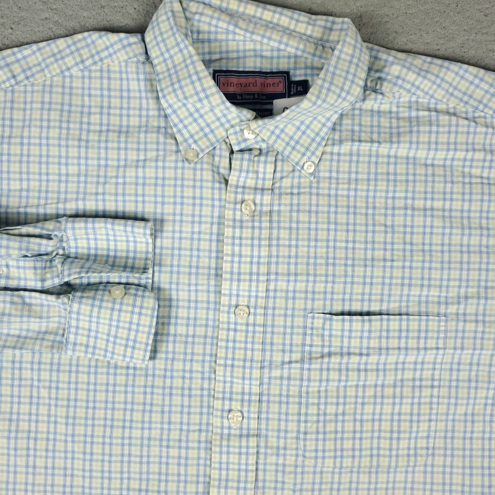 Vineyard Vines Vineyard Vines Shirt XL Blue Plaid Long Sleeve Button-Up Cotton Preppy Classic Mens Size US XL / EU 56 / 4 - 2 Thumbnail