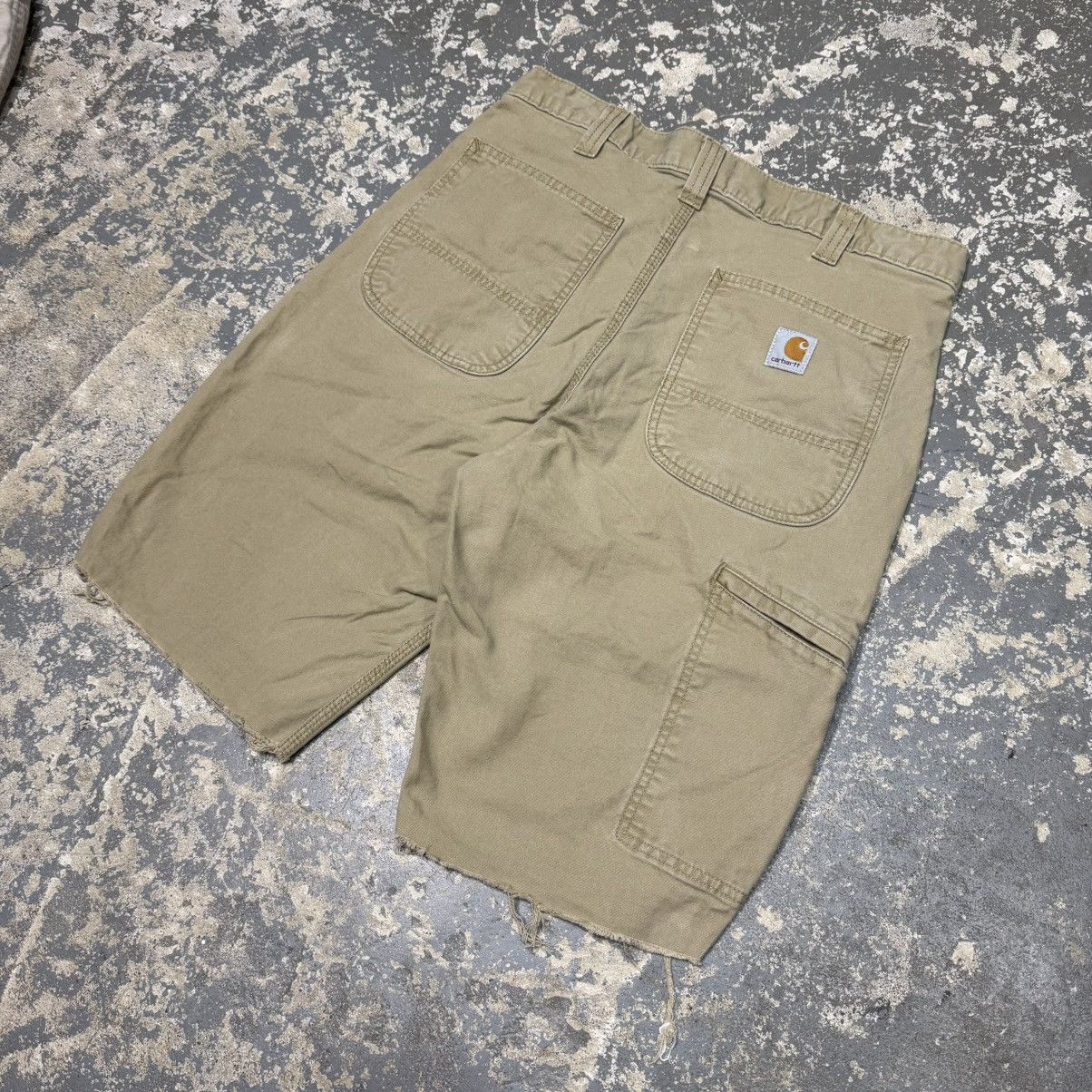 Carhartt Vintage Carhartt Tan Cargo Cut Off Workwear Shorts Jorts Size US 32 / EU 48 - 2 Thumbnail