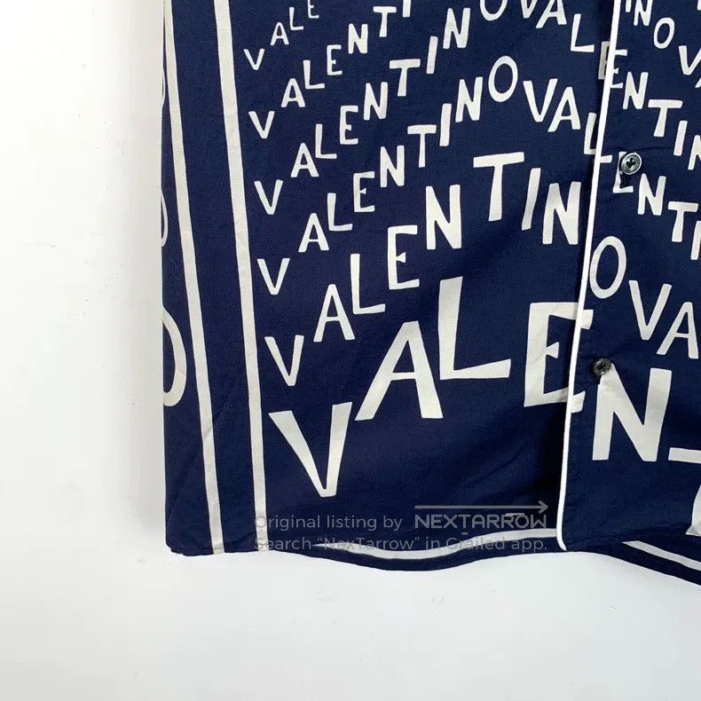 Valentino Valentino Blue letters printed cotton lapel short-sleeved Size US S / EU 44-46 / 1 - 4 Thumbnail