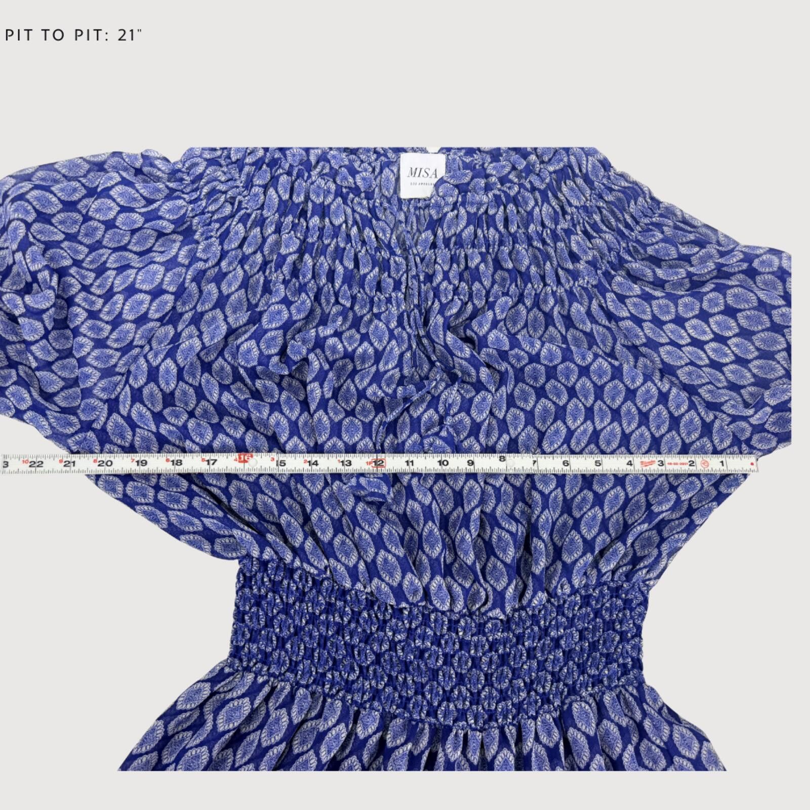 Issey Miyake MISA Los Angeles Almaha Smocked Mini Dress Blue L Size L / US 10 / IT 46 - 8 Thumbnail