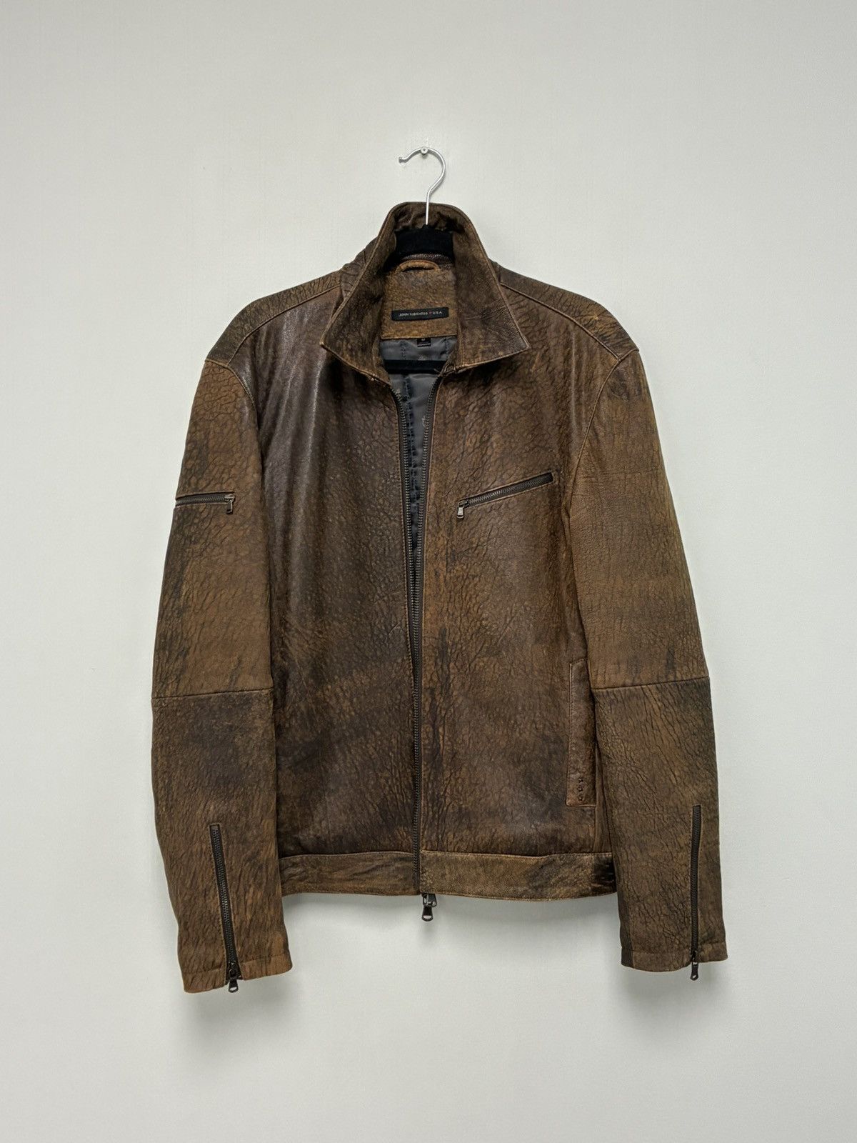John Varvatos Distressed Leather Jacket medium . Size US M / EU 48-50 / 2 - 9 Thumbnail