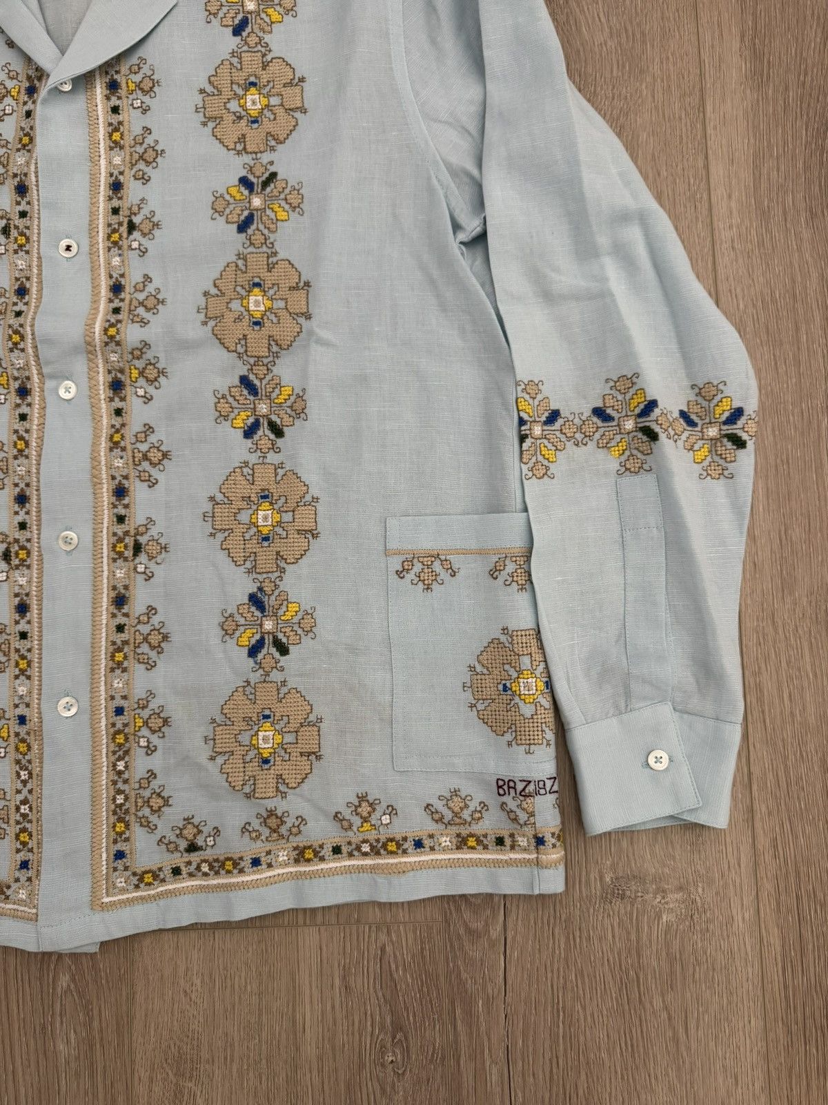 Other Baziszt Roses Embroidered Floral Camp Collar Shirt Size US S / EU 44-46 / 1 - 7 Thumbnail