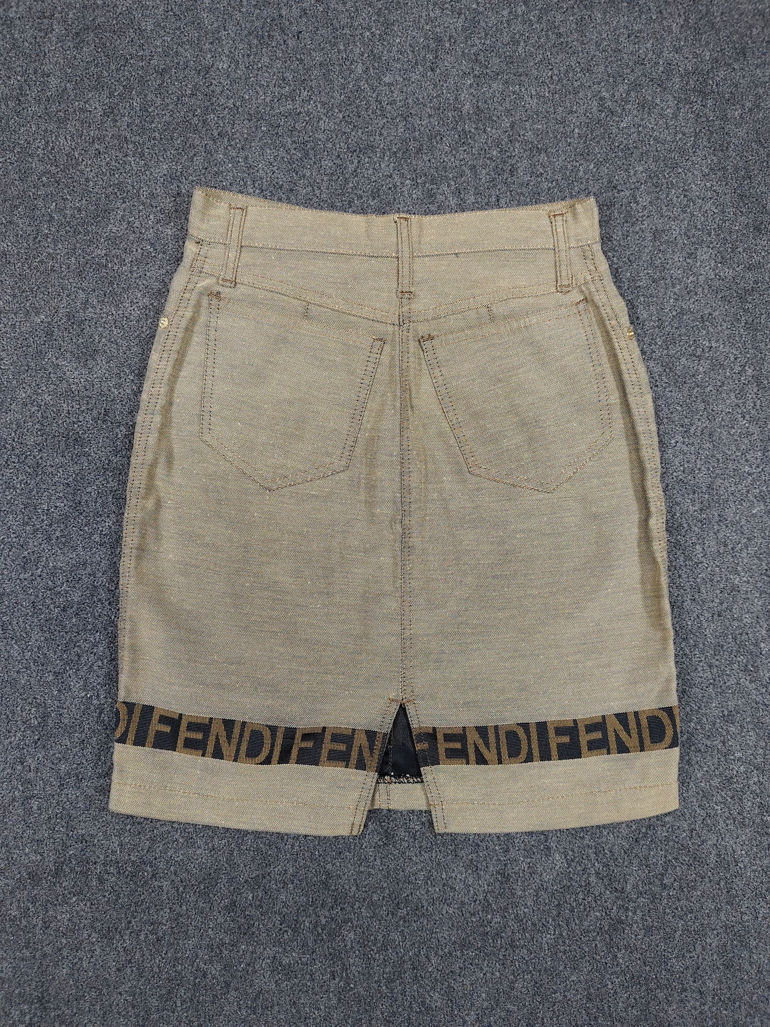 Fendi 90s FENDI- Archive Minimalist Hem Logo Taped Denim Skirt Size 28" / US 6 / IT 42 - 2 Thumbnail