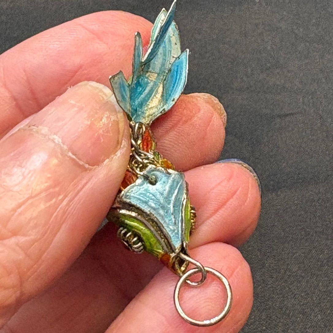 Other Articulating Enamel Fish Pendant Green Blue 3g 2.25in Size ONE SIZE - 4 Thumbnail