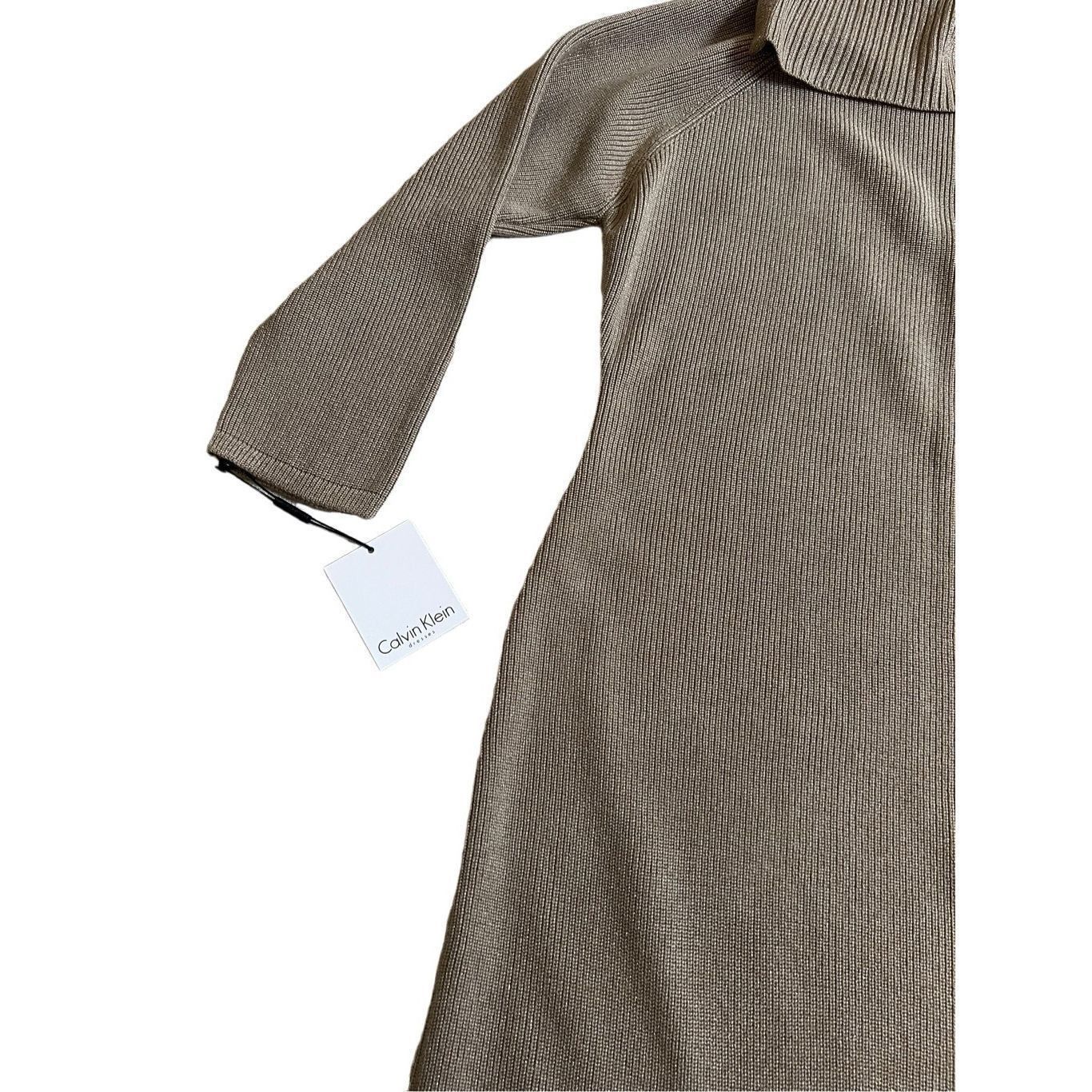Calvin Klein Women's Calvin Klein Gold beige sweater Dress Size L Size L / US 10 / IT 46 - 10 Thumbnail