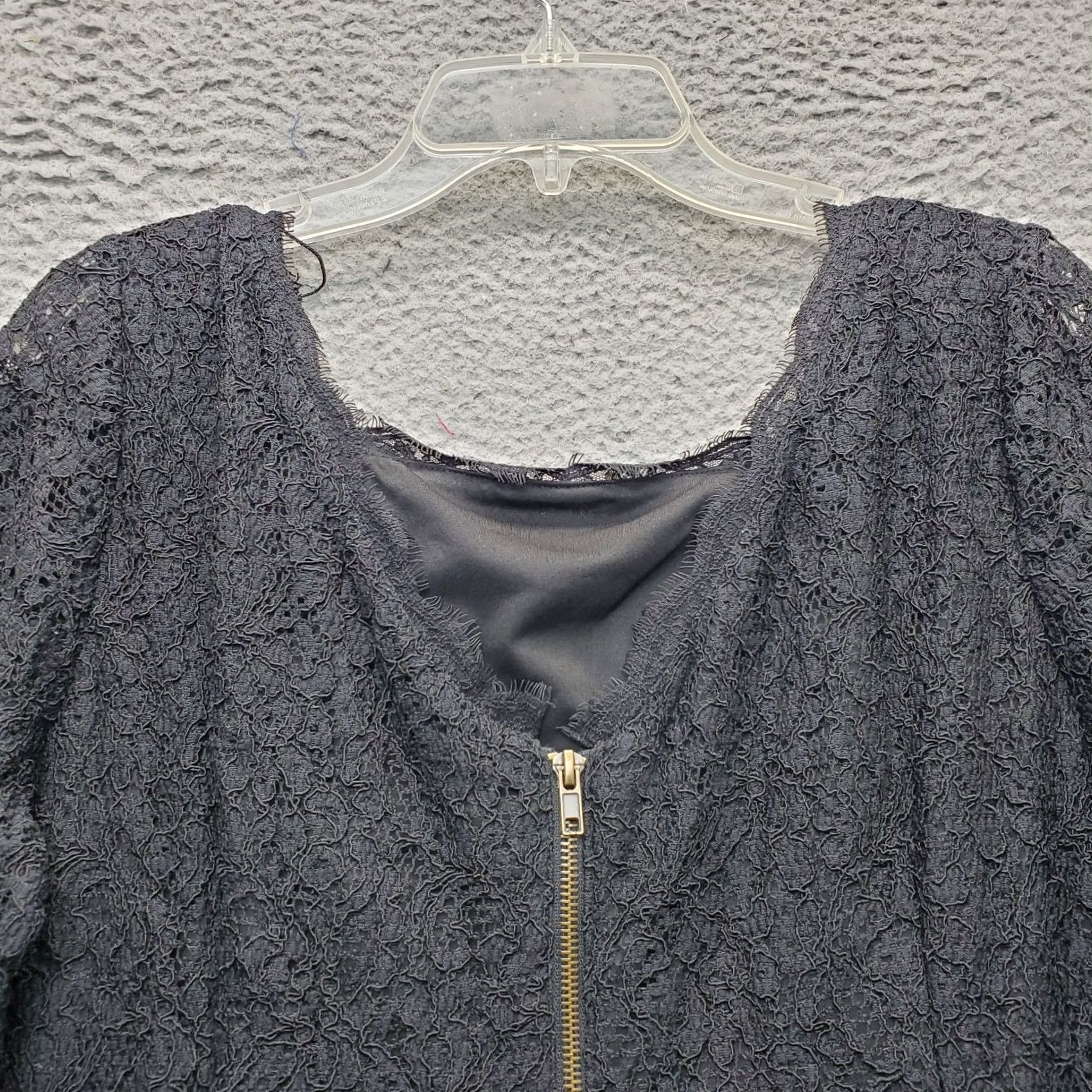 Adrianna Papell Adrianna Papell Dress Womens 14W Black Sheath Women Crochet Lace Overlay Lined Back Zip Size XL / US 12-14 / IT 48-50 - 6 Thumbnail