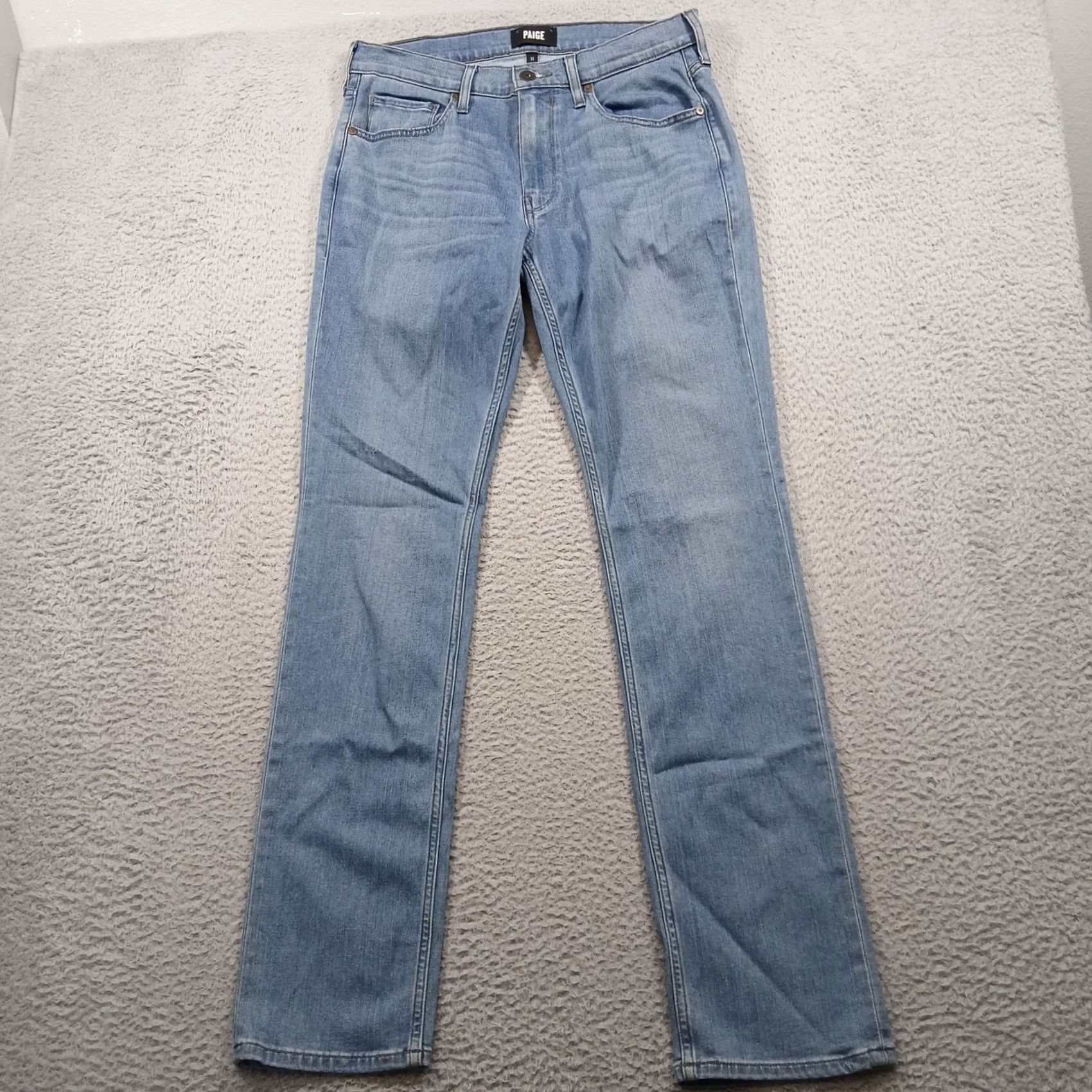 Paige PAIGE Federal Slim Straight Jeans Men's 31 Burnett Blue Rayon Blend EUC Size US 31 - 2 Thumbnail
