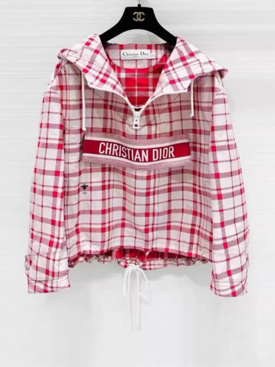 Dior Dior Red Gingham Logo Hooded Jacket XS Size XS / US 0-2 / IT 36-38 - 1 Thumbnail