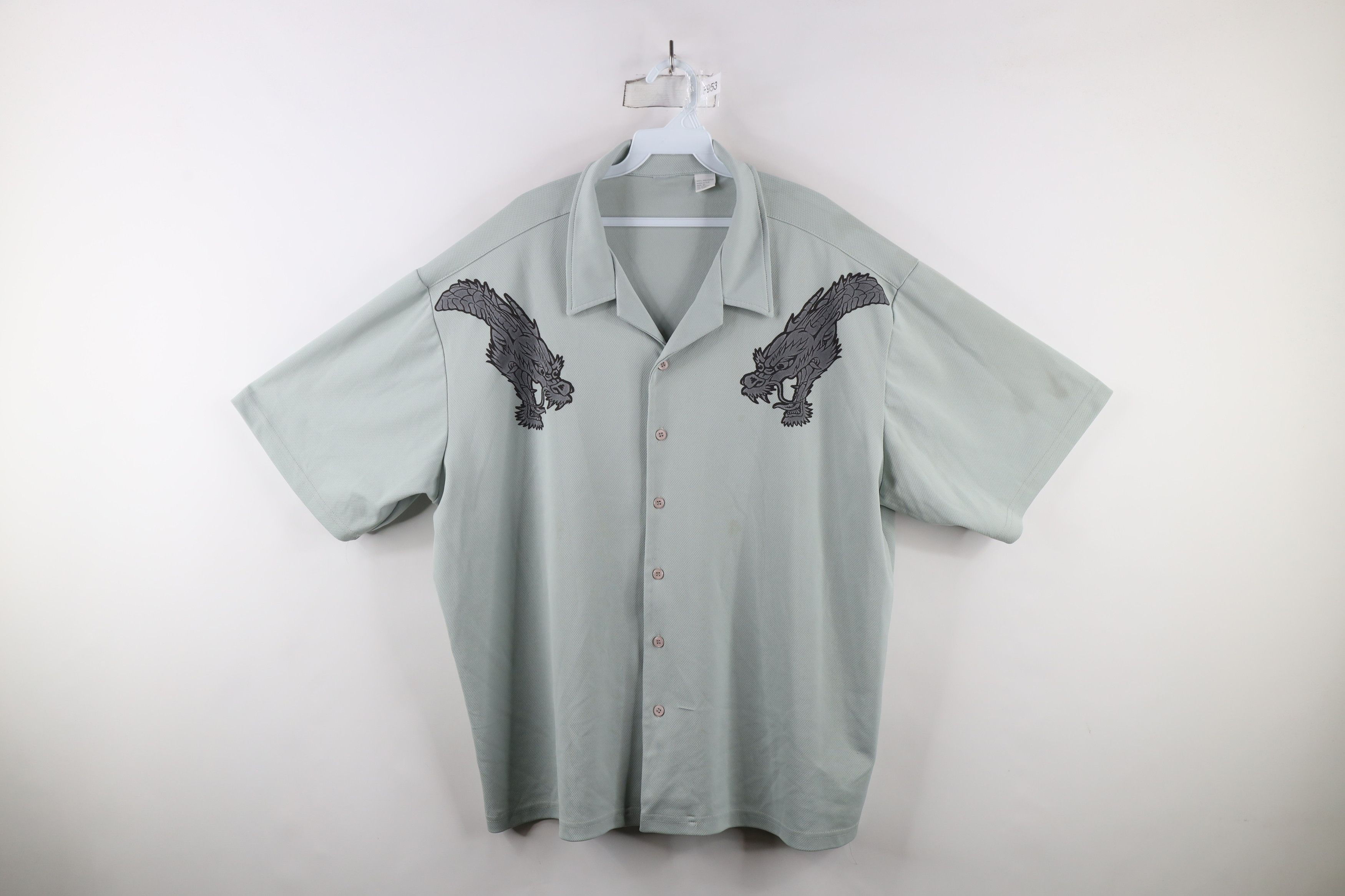 Vintage Vintage 90s Short Sleeve Bowling Button Shirt Gray USA Size US XL / EU 56 / 4 - 1 Thumbnail