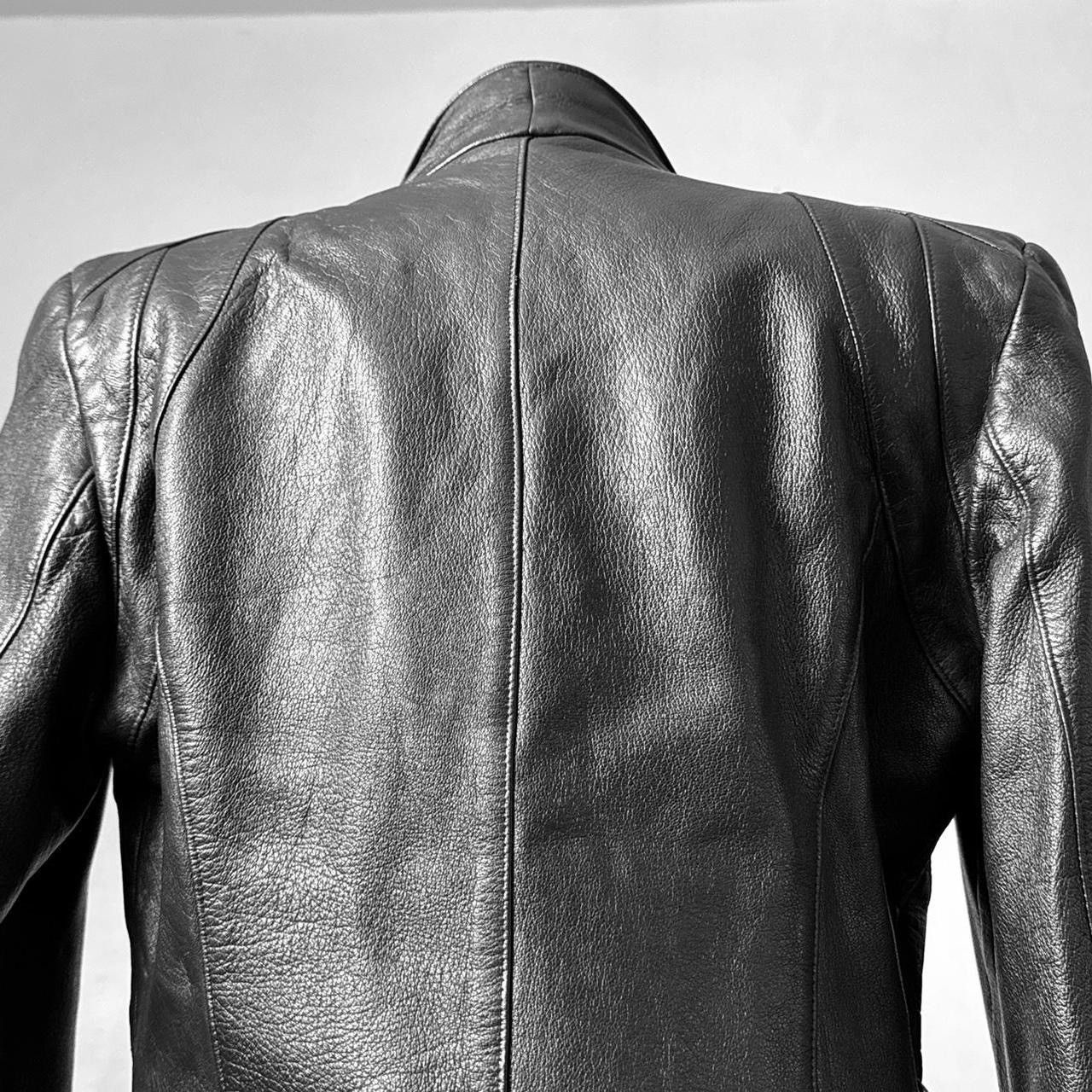 Vintage Iconic leather fitted jacket with big shoulders Size M / US 6-8 / IT 42-44 - 5 Thumbnail