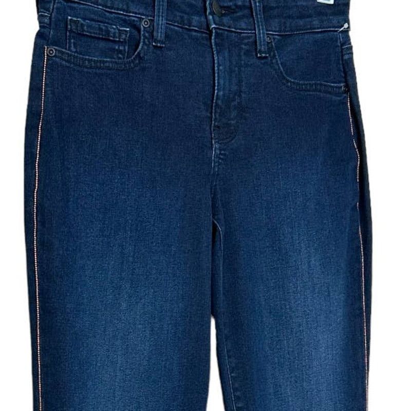 NYDJ NYDJ Blue Marilyn Straight side studs detail jeans size 0 Size 28" / US 6 / IT 42 - 9 Thumbnail