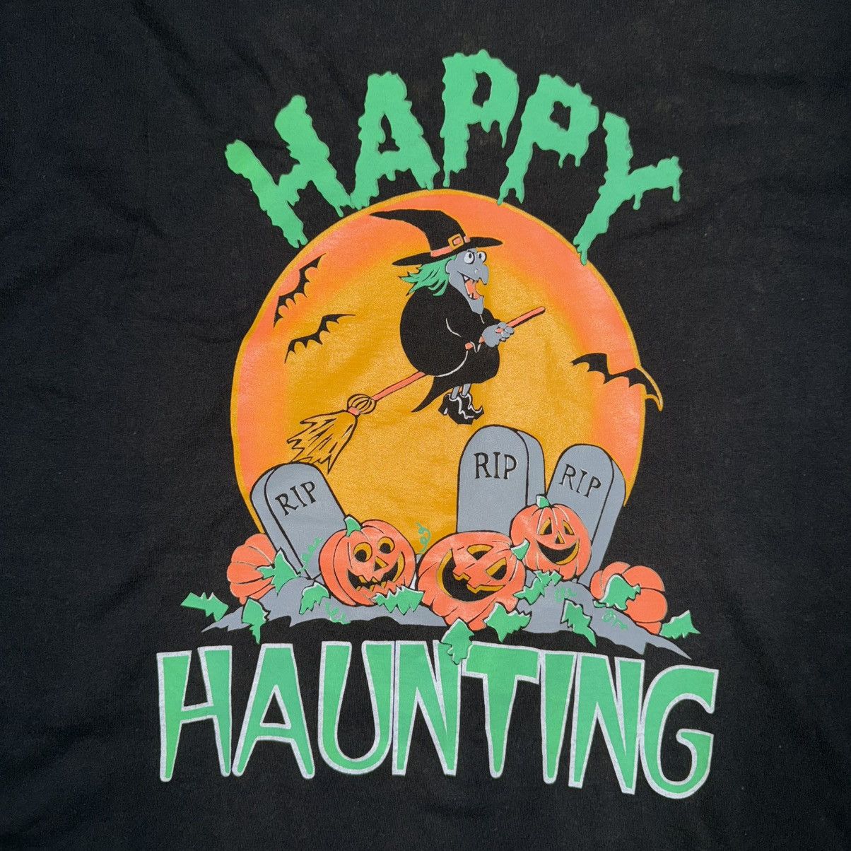Vintage Vintage 90s HAPPY HAUNTING Funny Tee Size US XL / EU 56 / 4 - 2 Thumbnail