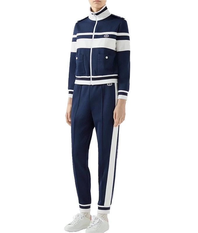 Image of Gucci Tracksuit 2Pc (Top & Bottom) in Blue/White, Women's (Size XS)