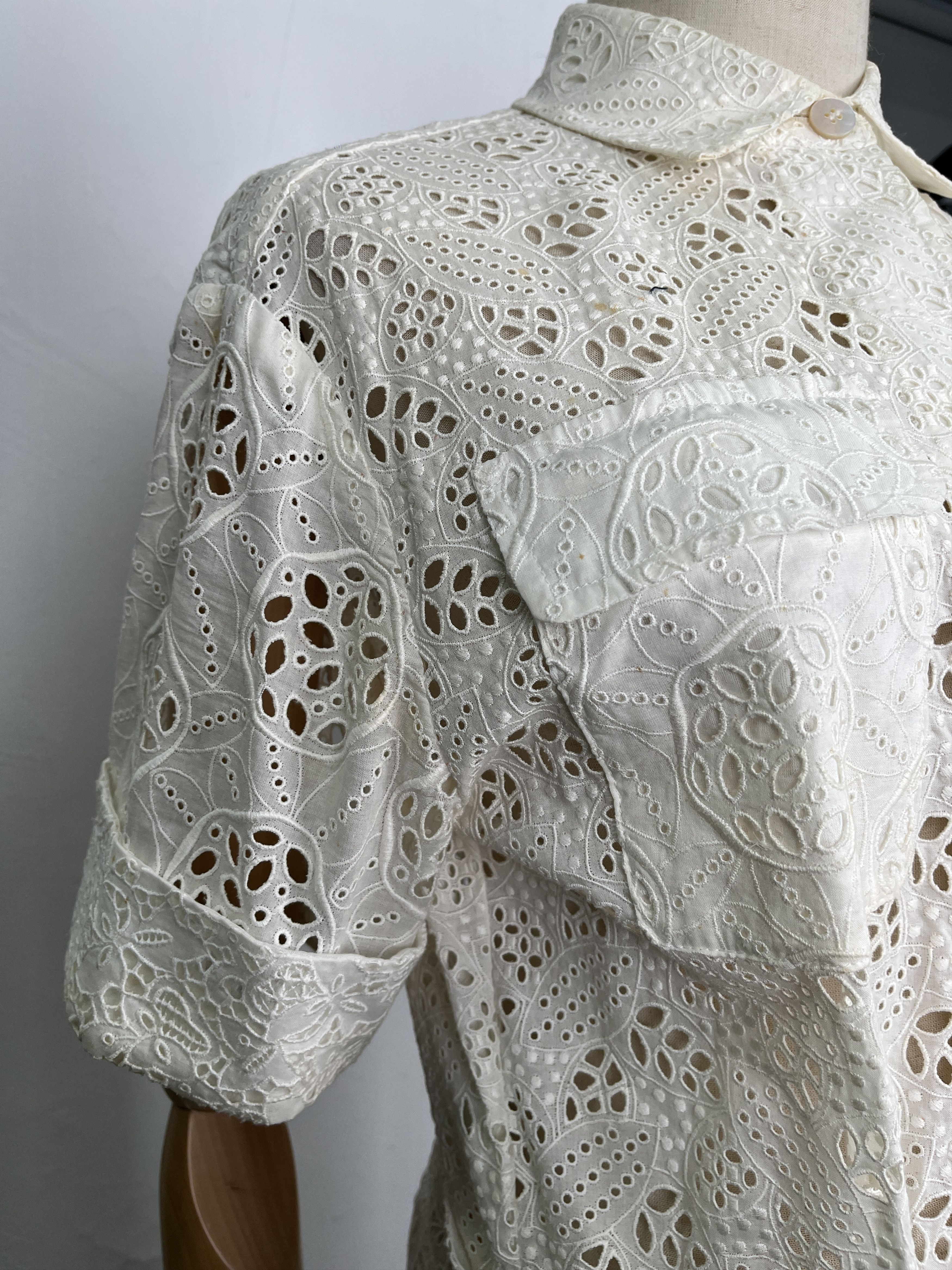 Valentino Valentino White Cotton Embroidered Lace Eyelet Jumpsuit Size XS / US 0-2 / IT 36-38 - 6 Thumbnail