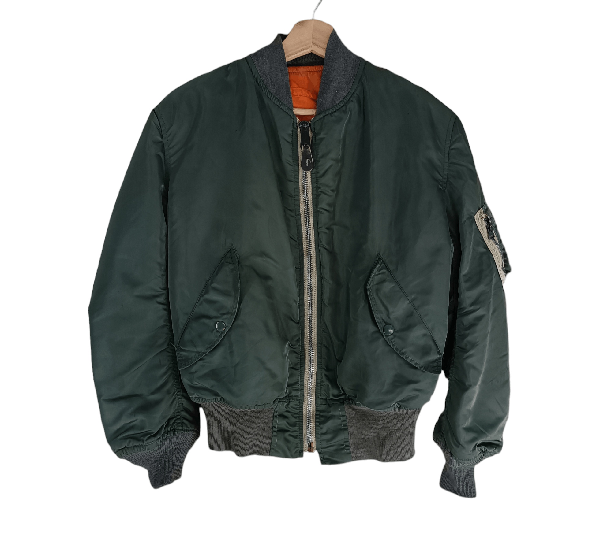 image of Vintage Usaf Flyer's Man Intermediate Ma-1 Bomber Jacket in Green, Men's (Size Small)