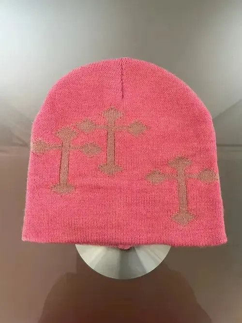 Japanese Brand Gothic Cross Beanie (bubble gum pink) Size ONE SIZE - 1 Thumbnail