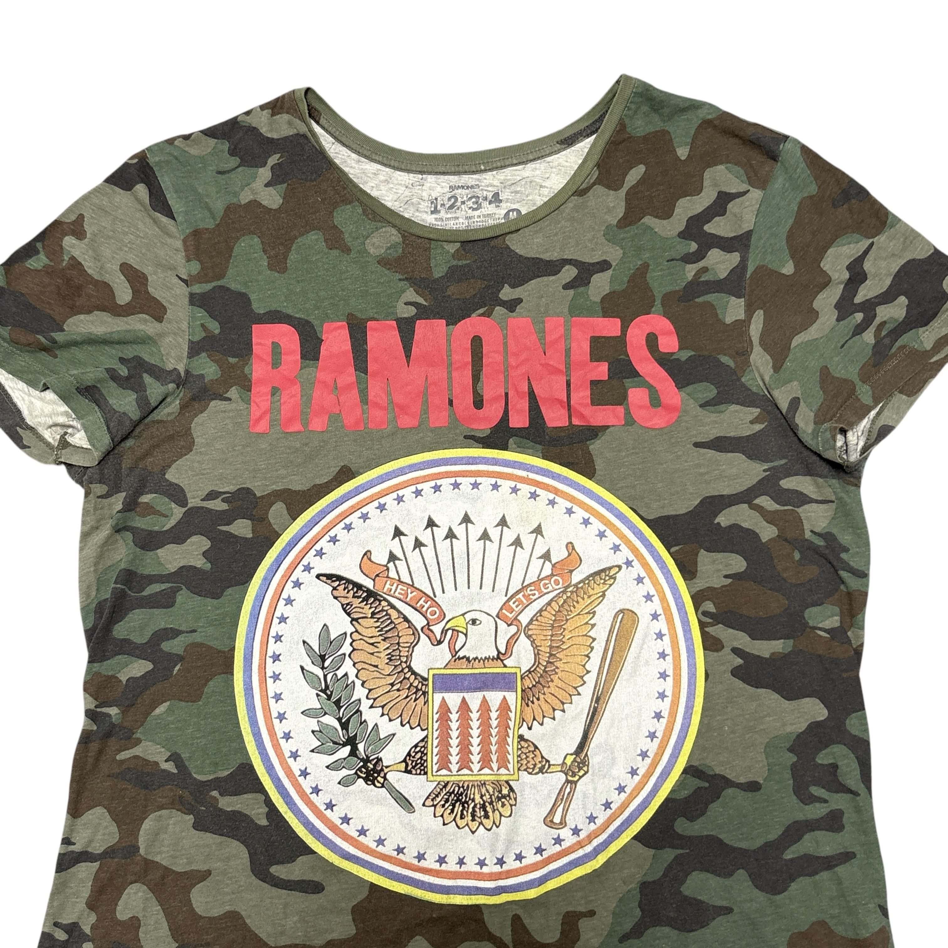 Band Tees Ramones Shirt Camo Green Tour Concert Punk Rock Band Tee Size US L / EU 52-54 / 3 - 4 Thumbnail